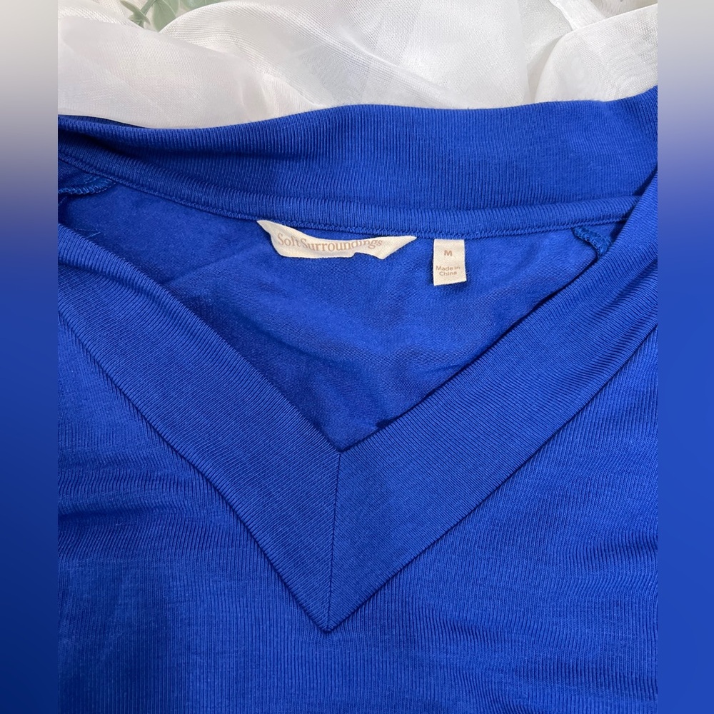 Soft Surroundings Asymmetrical Cobalt Blue Madison Cape Sweater Tunic Size M - Picture 6 of 11